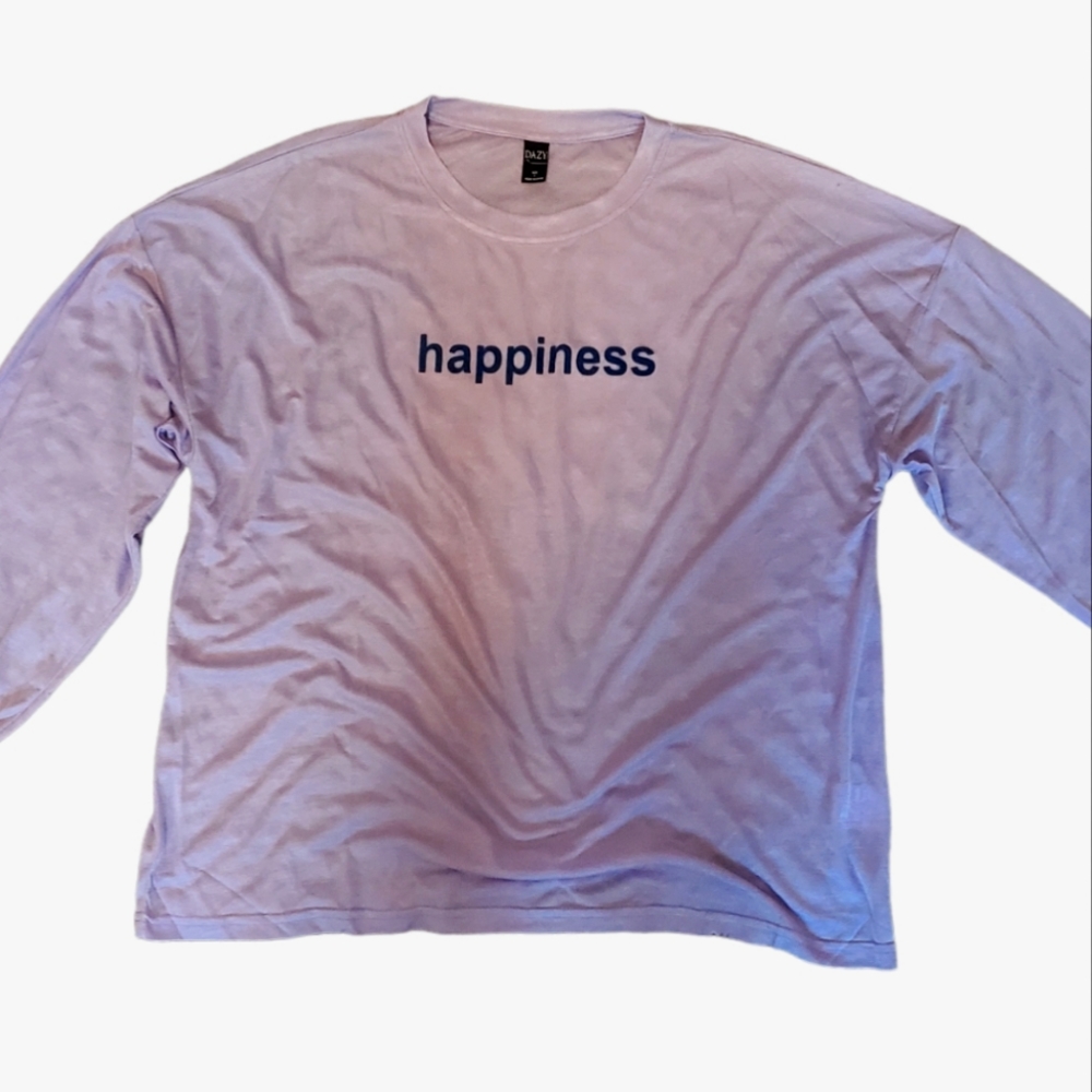 Lilac Long-Sleeved "Happiness" Tee